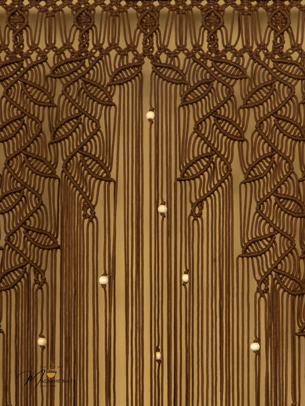 Indigo Brown Macrame Leaf Door Curtain | Macrame Door Curtains | Wiccan Center