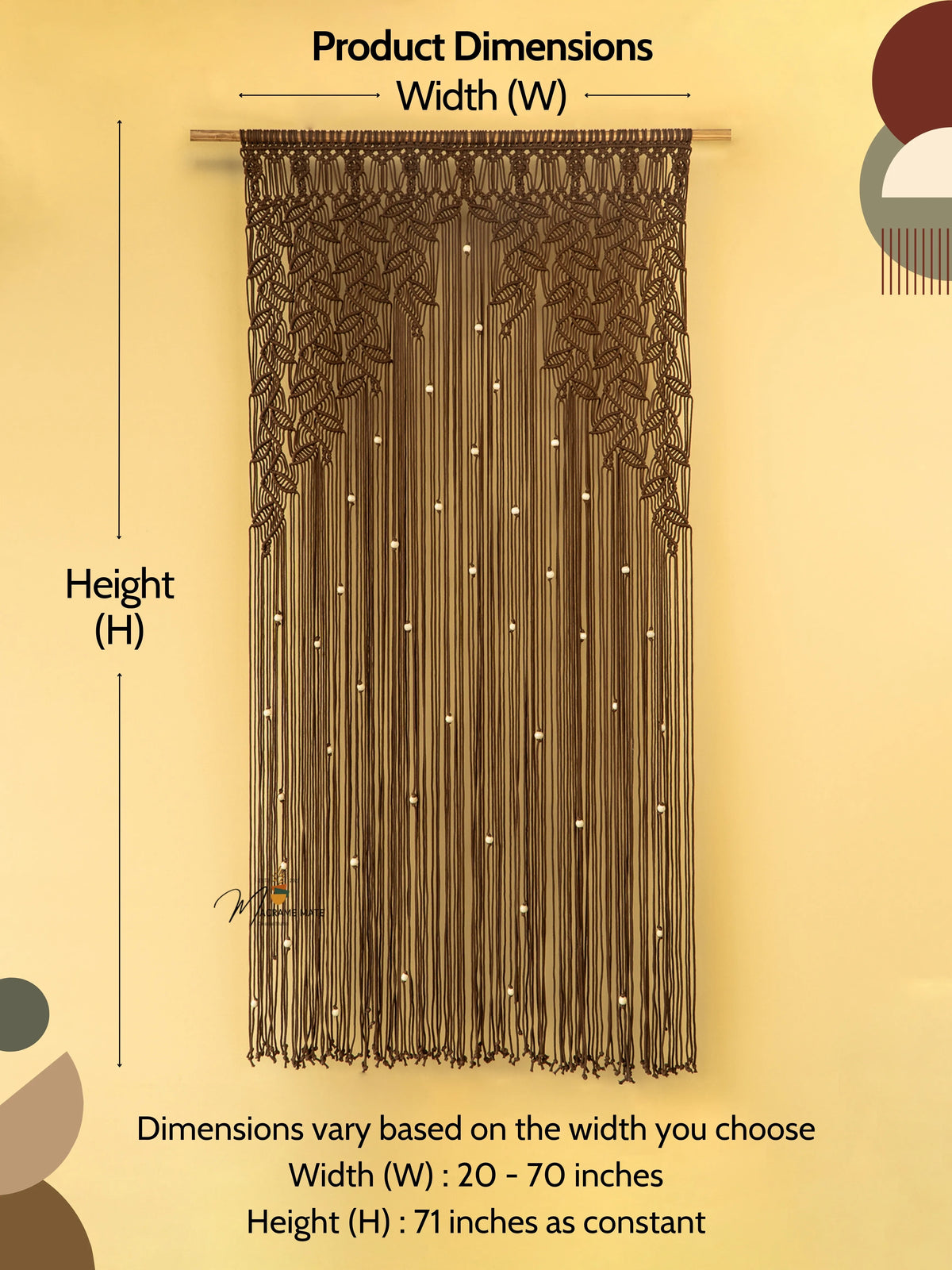 Indigo Brown Macrame Leaf Door Curtain | Macrame Door Curtains | Wiccan Center