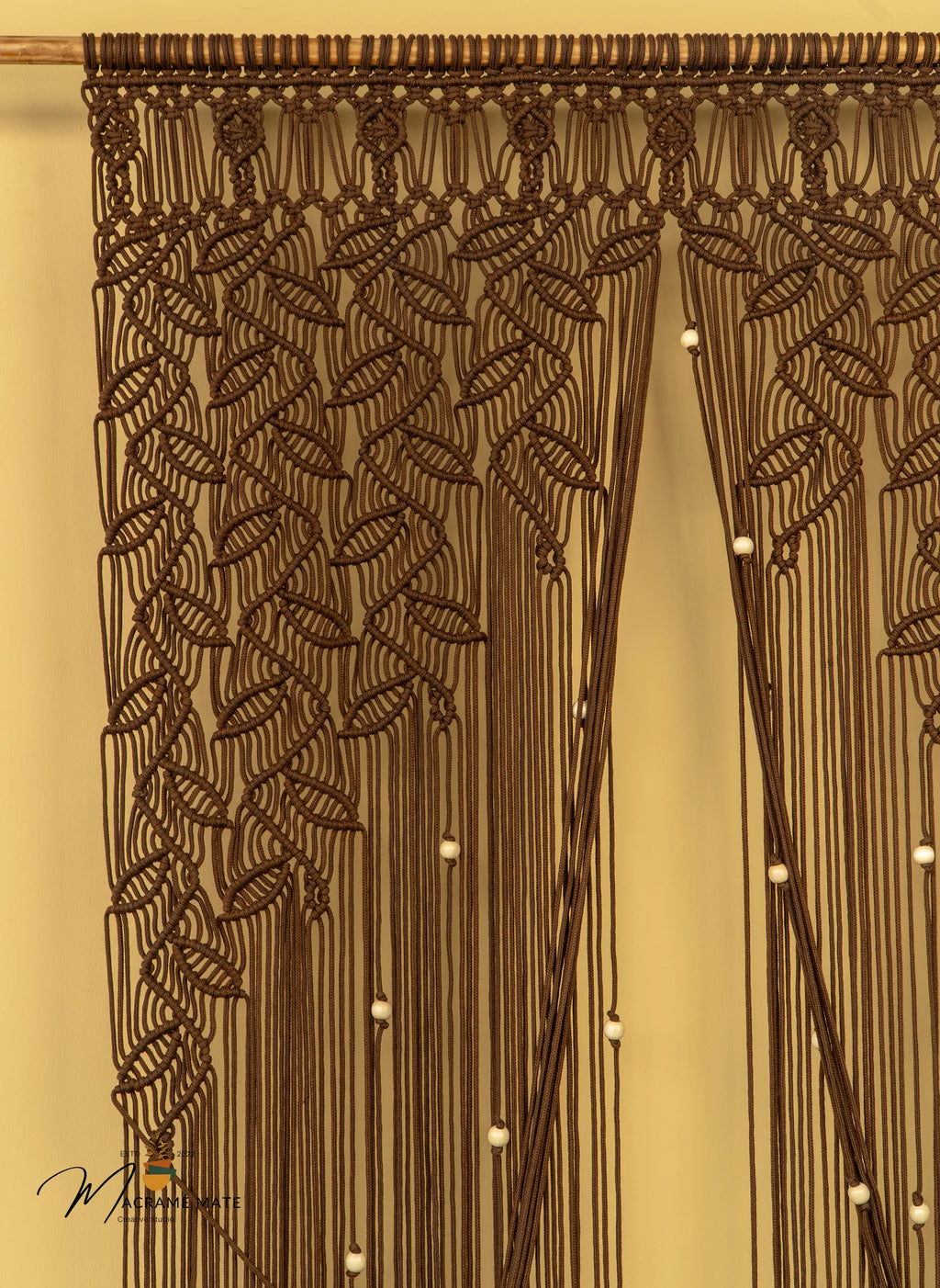 Indigo Brown Macrame Leaf Door Curtain | Macrame Door Curtains | Wiccan Center