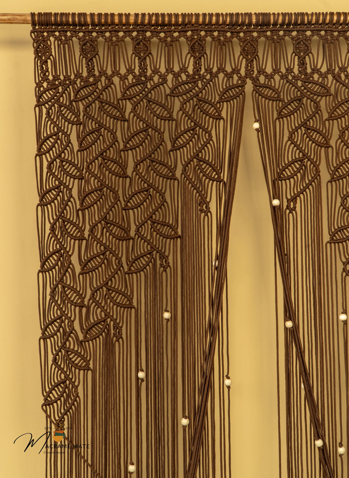 Indigo Brown Macrame Leaf Door Curtain | Macrame Door Curtains | Wiccan Center