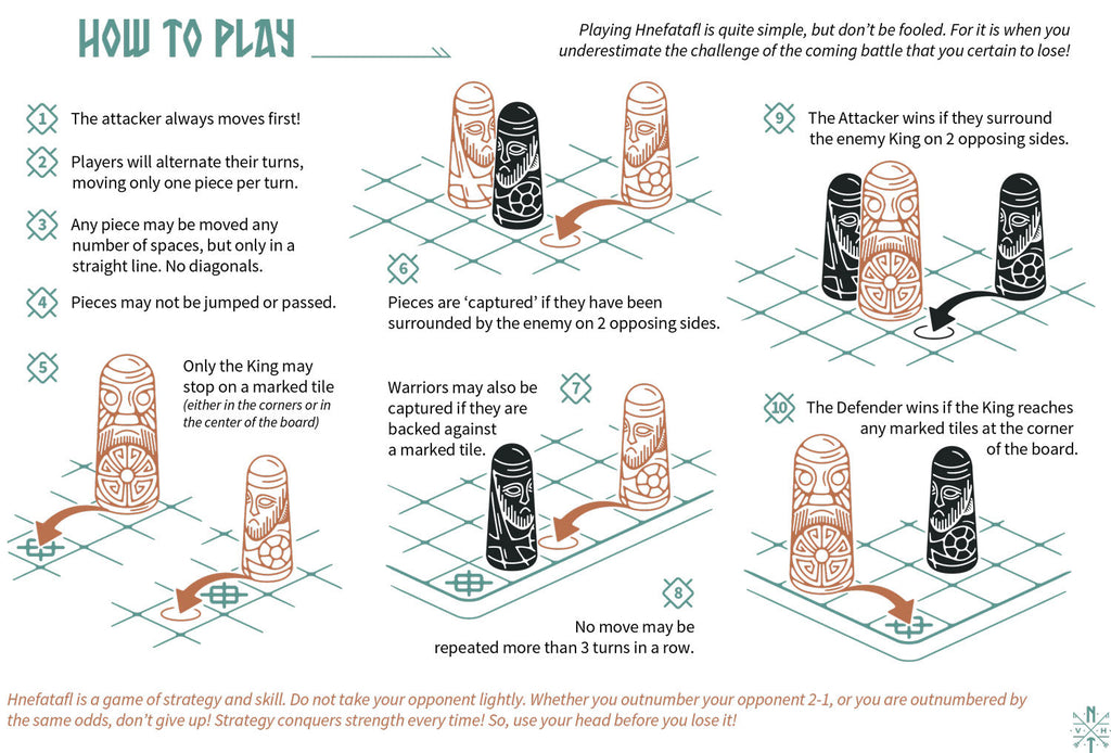 Hnefatafl Set – King's Board with Ox-Bone Pieces