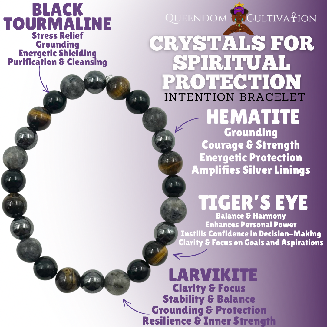 Crystals for Spiritual Protection Stretch Bracelet (8mm) | Beaded Stretch Bracelet | Wiccan Center