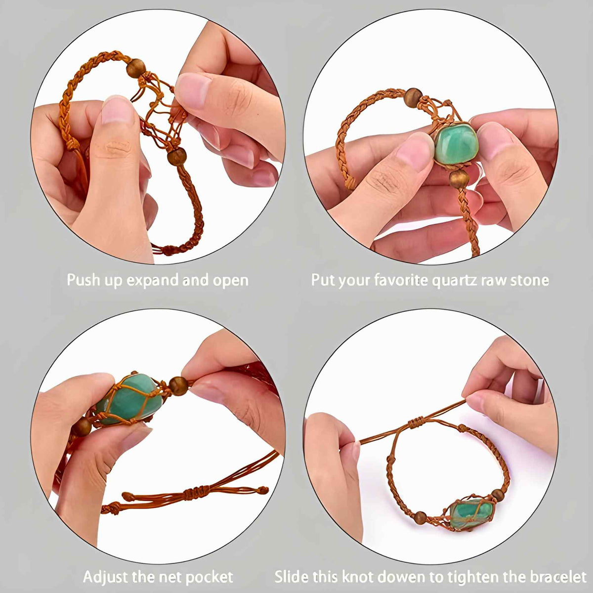 Adjustable Macrame Crystal Holder Bracelet | Bracelet | Wiccan Center