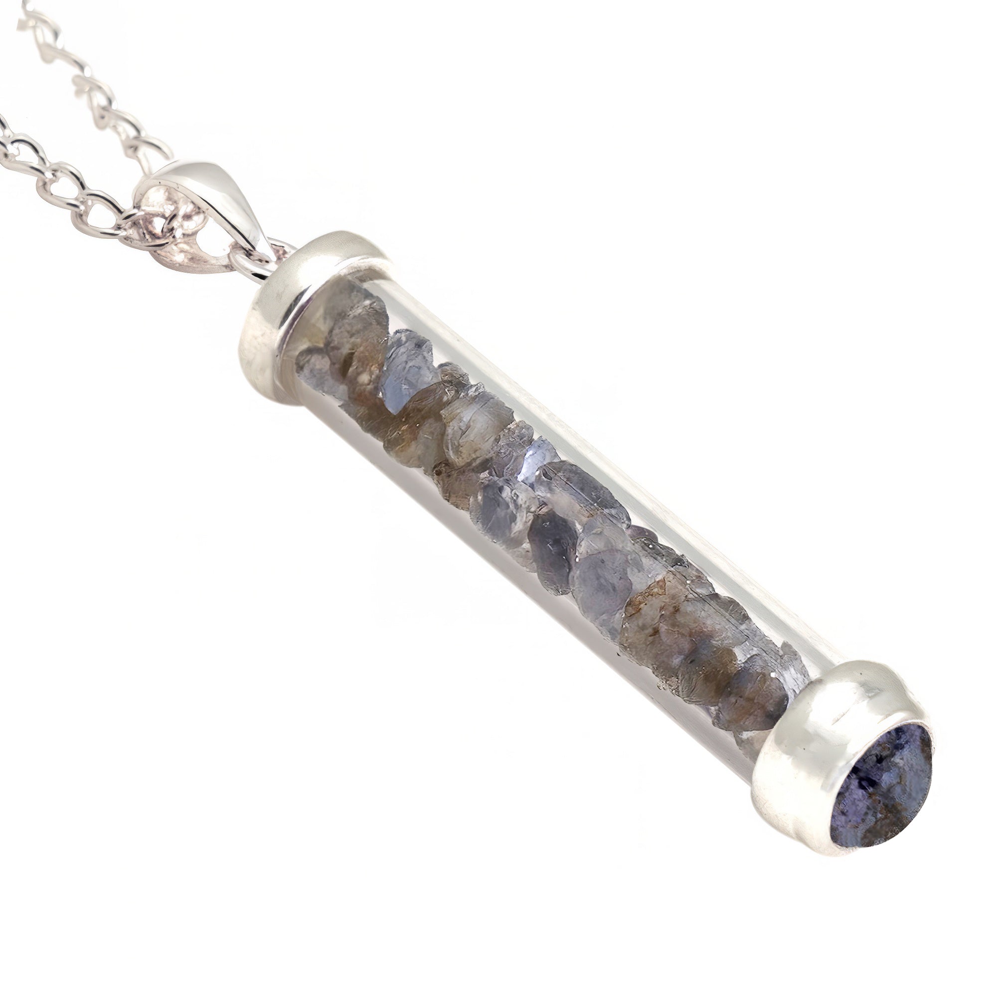 Iolite Gem Power Vial Pendant for Balance | Gem Power Vials | Wiccan Center