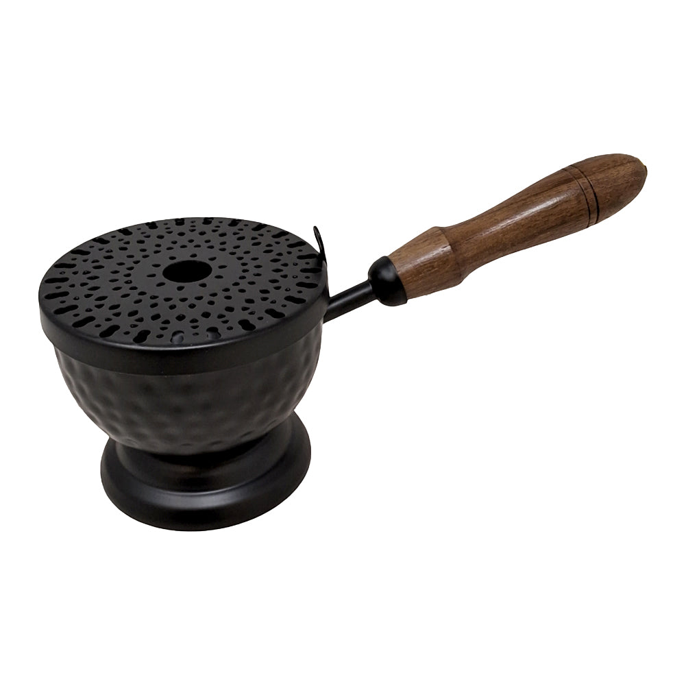 Iron Cauldron Burner with Lid & Wooden Handle 9" | Incense Burner | Wiccan Center