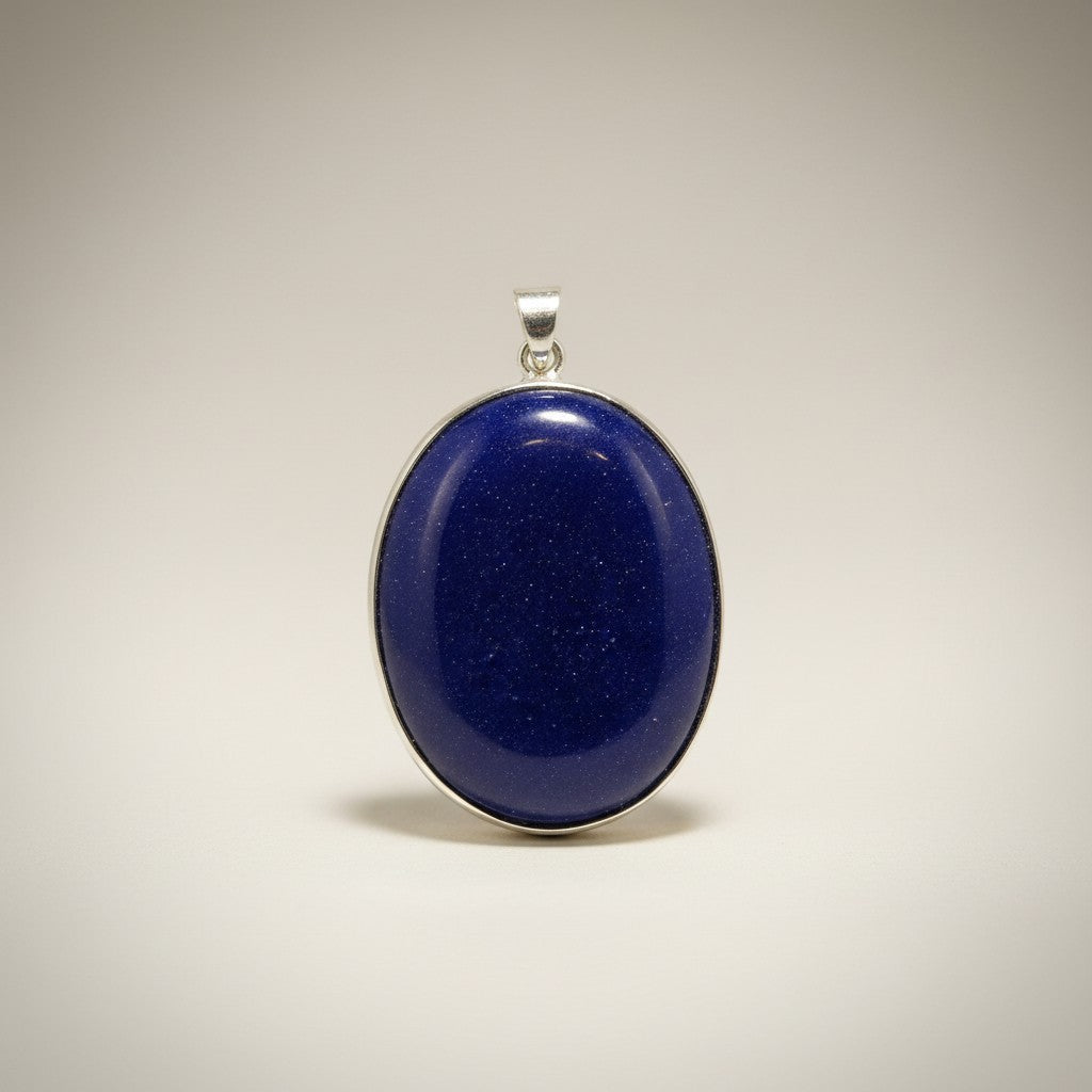 Dark Blue Sparkly Sandstone Pendant 1-3/4" | Pendant | Wiccan Center
