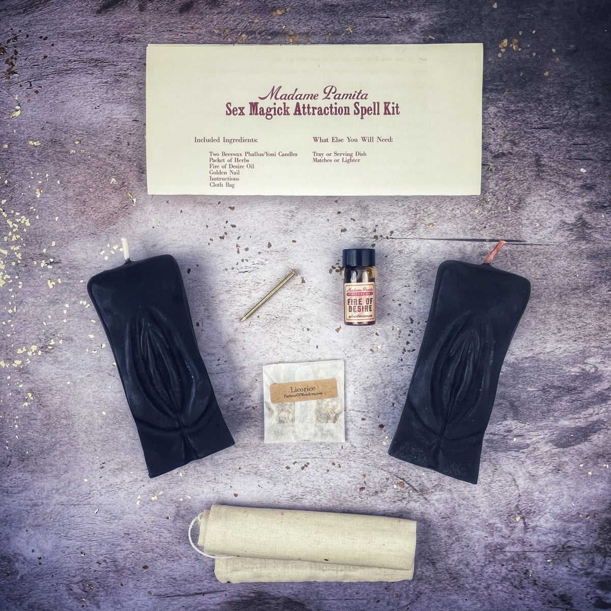 Sex Magick Candle Spell Kit - Yoni/Yoni - Passion & Desire | Candle Spell Kit | Wiccan Center