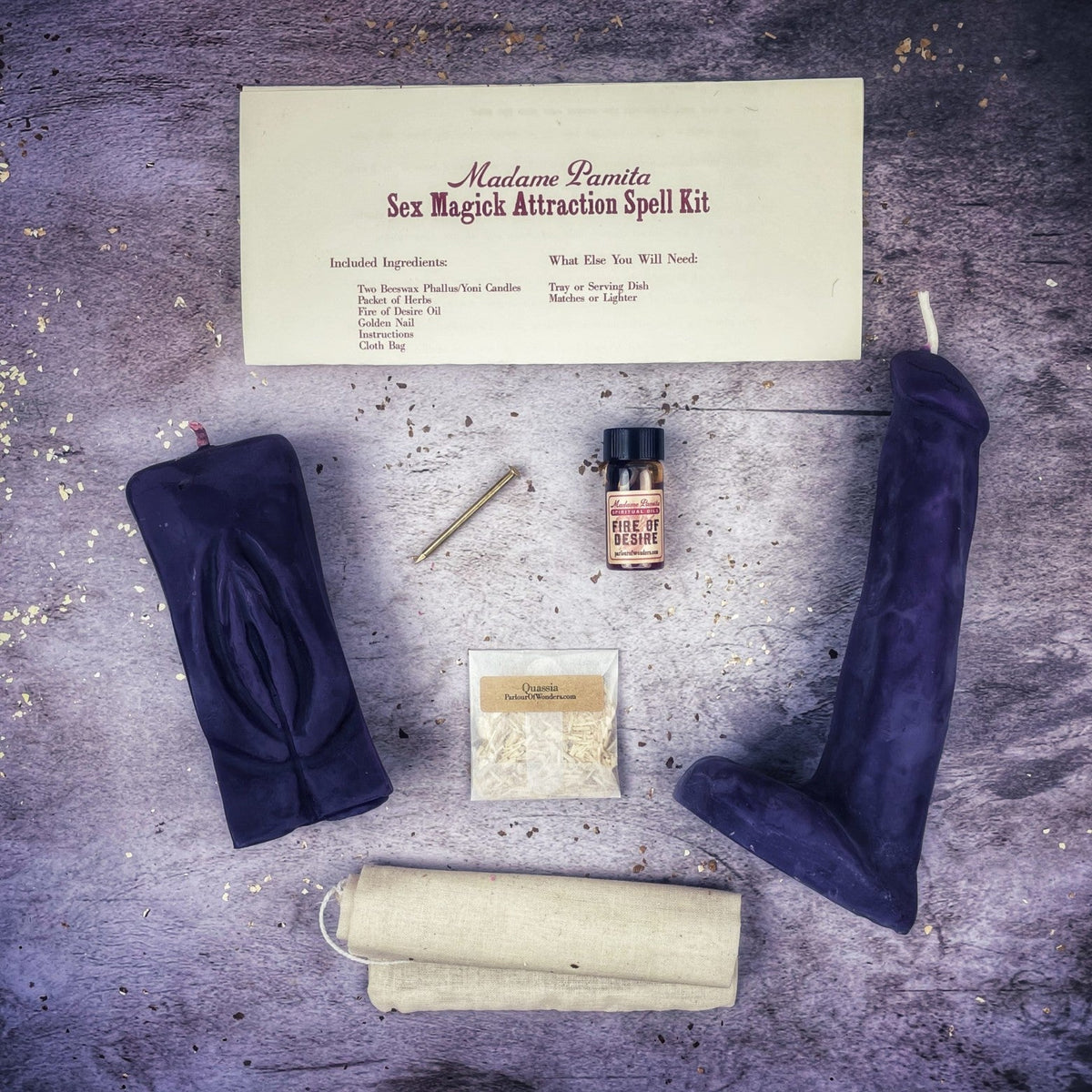 Sex Magick Candle Spell Kit - Yoni/Phallus - Passion & Attraction | Candle Spell Kit | Wiccan Center
