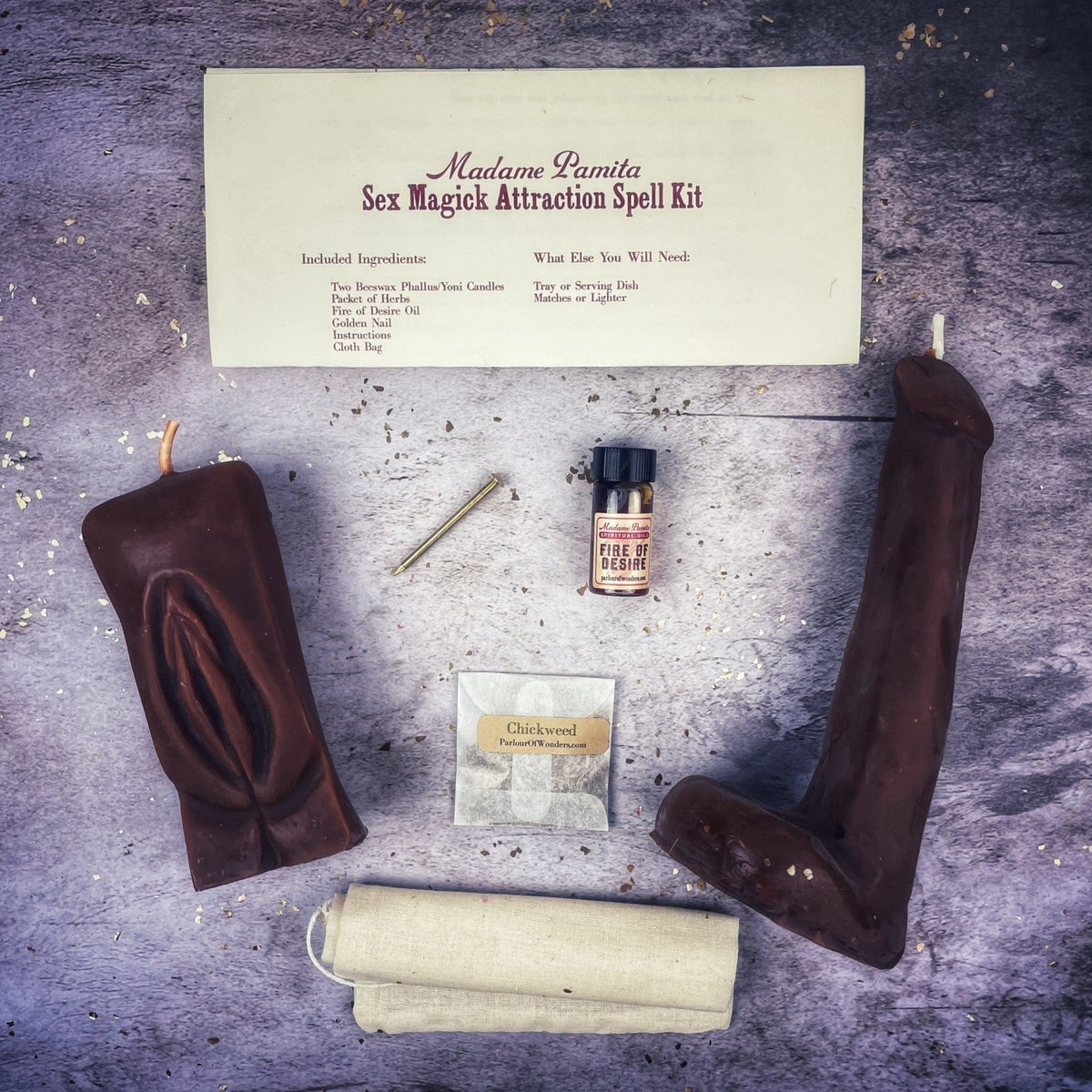 Sex Magick Candle Spell Kit - Yoni/Phallus - Passion & Attraction | Candle Spell Kit | Wiccan Center