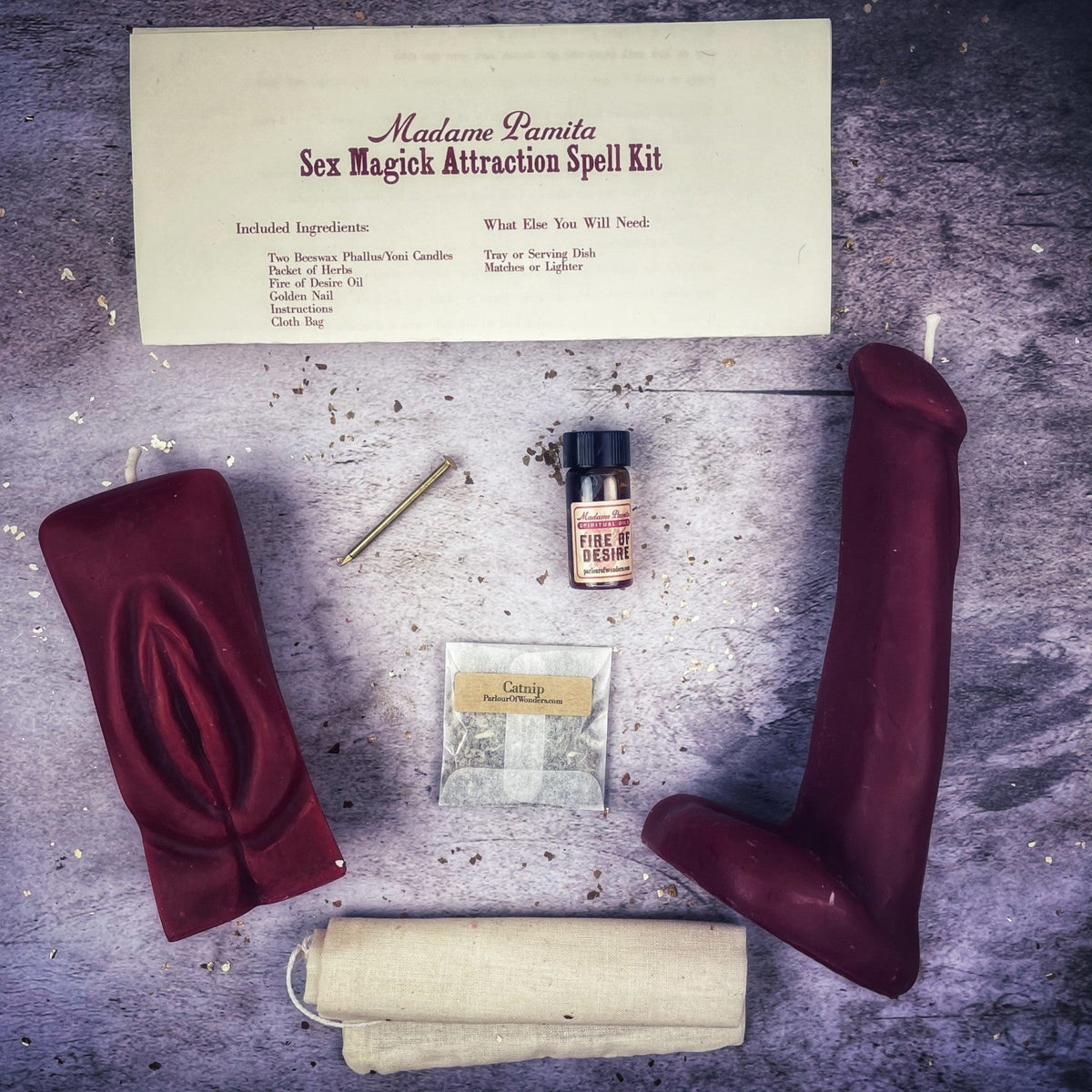 Sex Magick Candle Spell Kit - Yoni/Phallus - Passion & Attraction | Candle Spell Kit | Wiccan Center