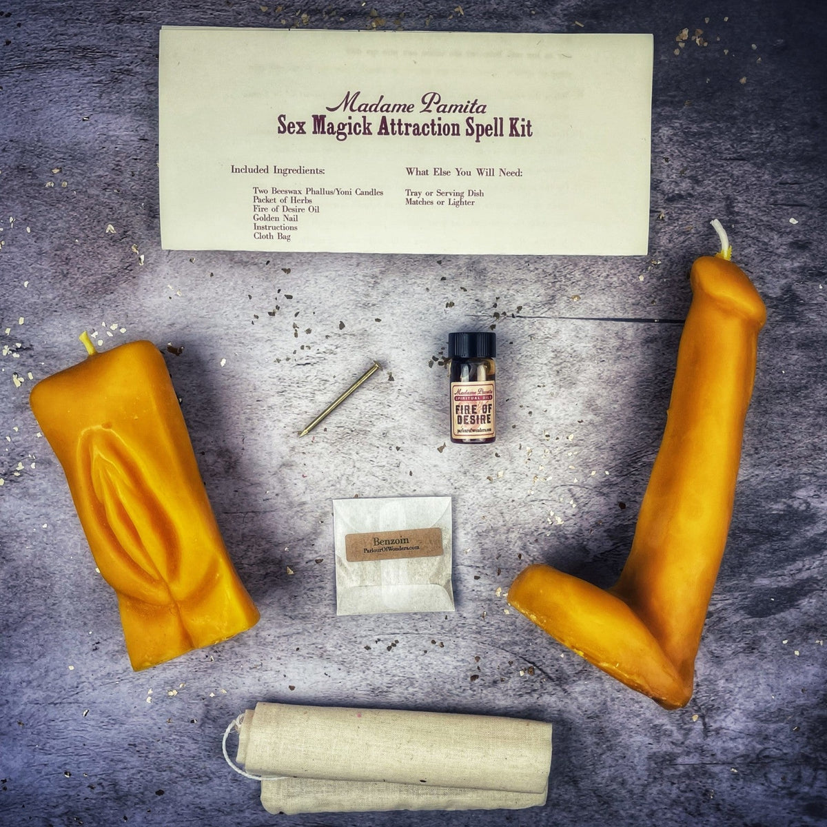 Sex Magick Candle Spell Kit - Yoni/Phallus - Passion & Attraction | Candle Spell Kit | Wiccan Center