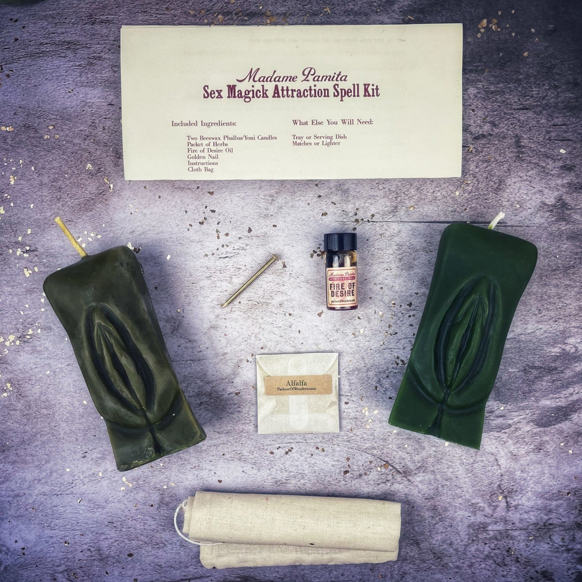 Sex Magick Candle Spell Kit - Yoni/Yoni - Passion & Desire | Candle Spell Kit | Wiccan Center