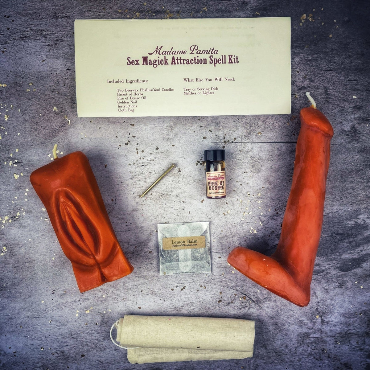 Sex Magick Candle Spell Kit - Yoni/Phallus - Passion & Attraction | Candle Spell Kit | Wiccan Center