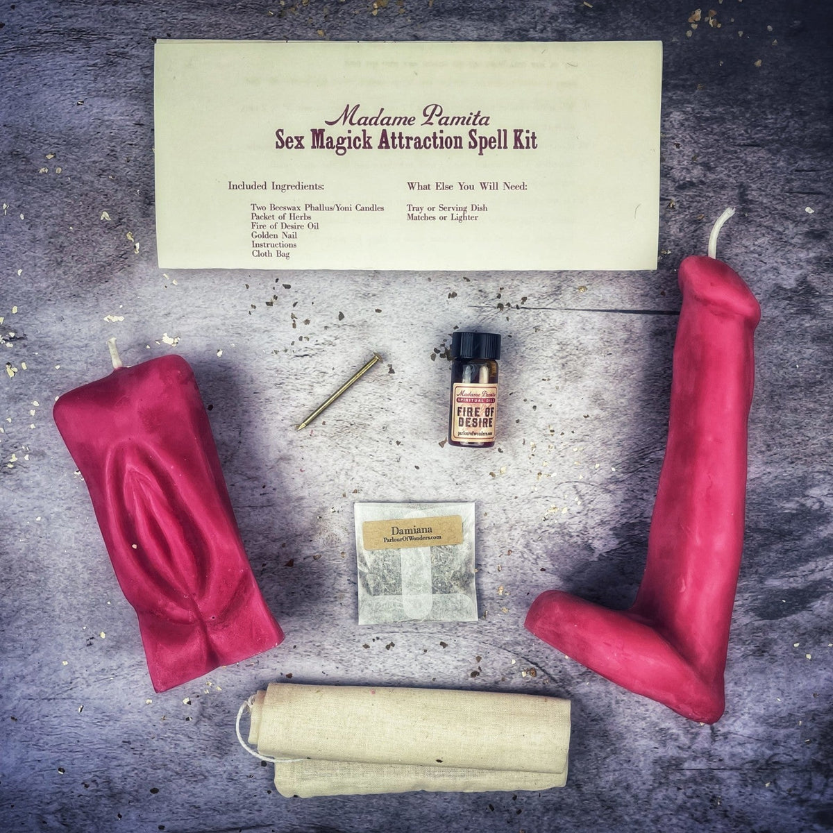 Sex Magick Candle Spell Kit - Yoni/Phallus - Passion & Attraction | Candle Spell Kit | Wiccan Center