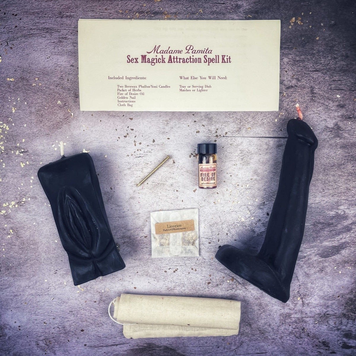 Sex Magick Candle Spell Kit - Yoni/Phallus - Passion & Attraction | Candle Spell Kit | Wiccan Center