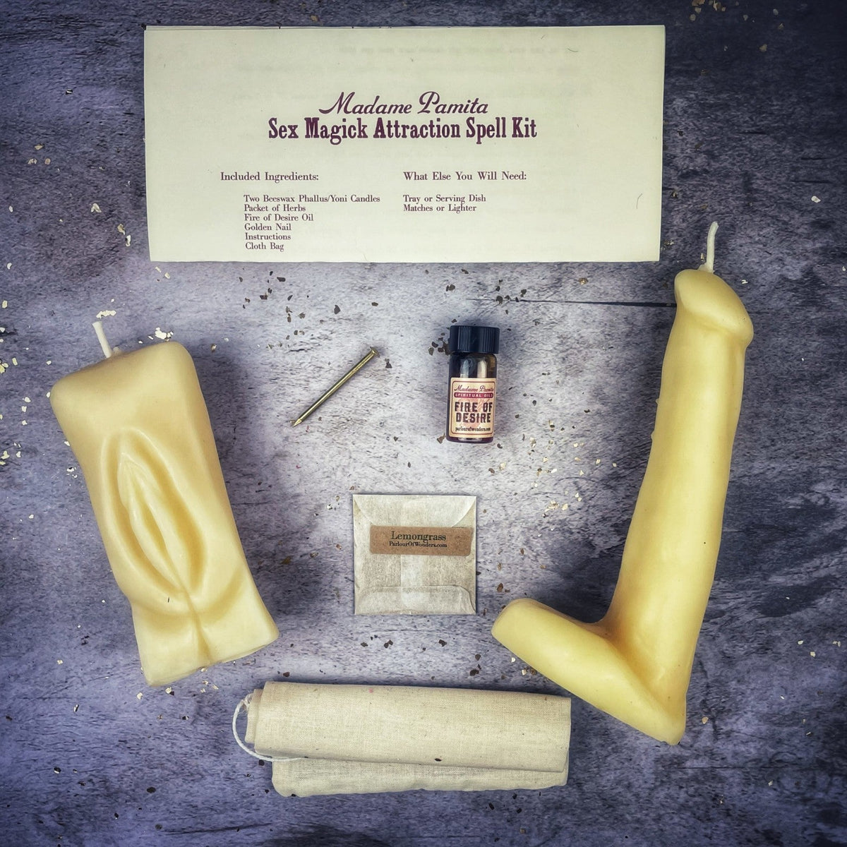 Sex Magick Candle Spell Kit - Yoni/Phallus - Passion & Attraction | Candle Spell Kit | Wiccan Center