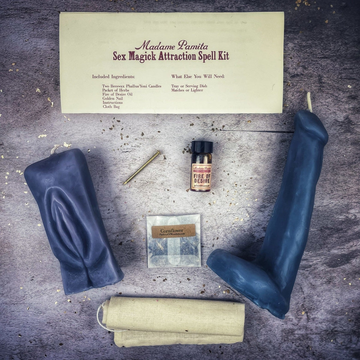 Sex Magick Candle Spell Kit - Yoni/Phallus - Passion & Attraction | Candle Spell Kit | Wiccan Center