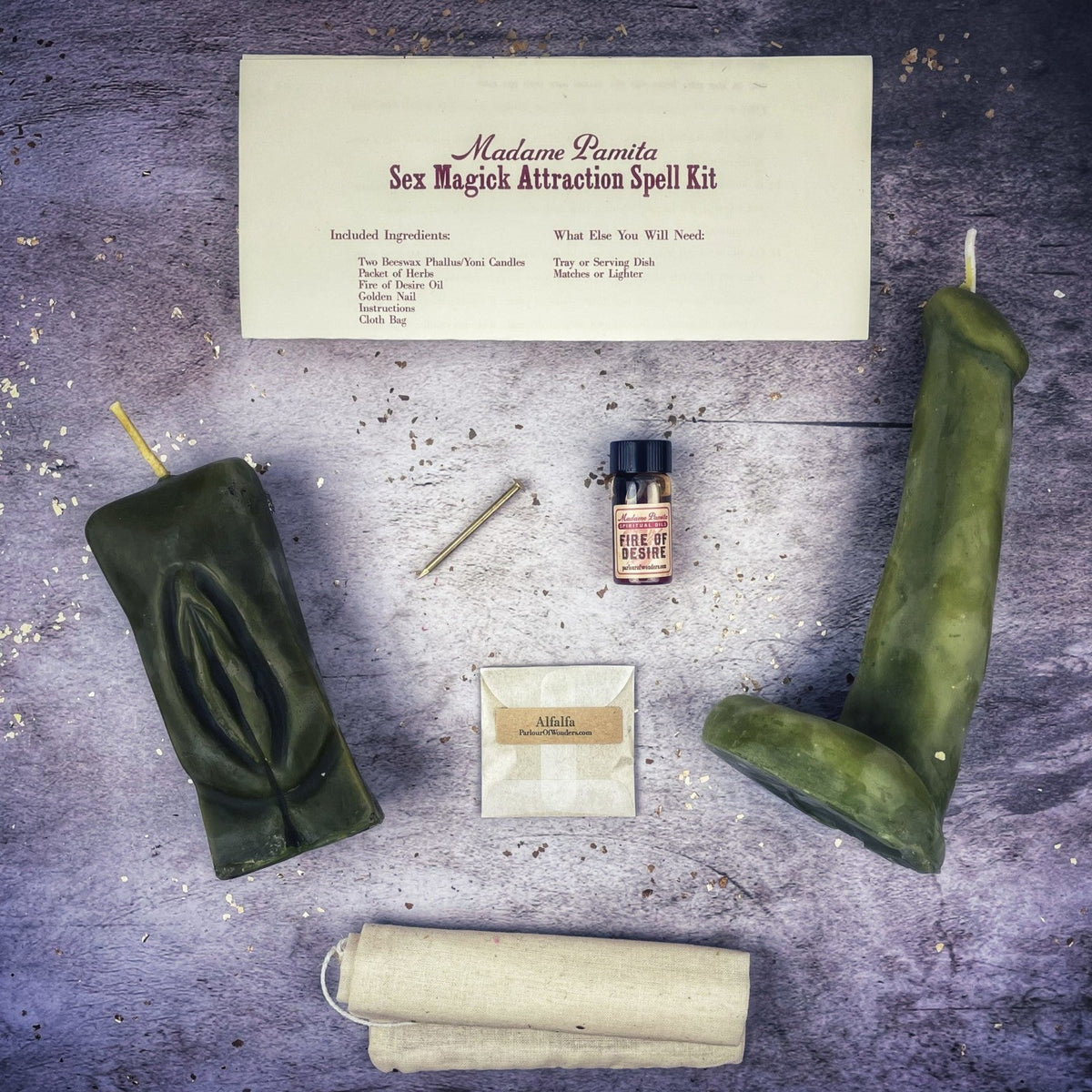 Sex Magick Candle Spell Kit - Yoni/Phallus - Passion & Attraction | Candle Spell Kit | Wiccan Center
