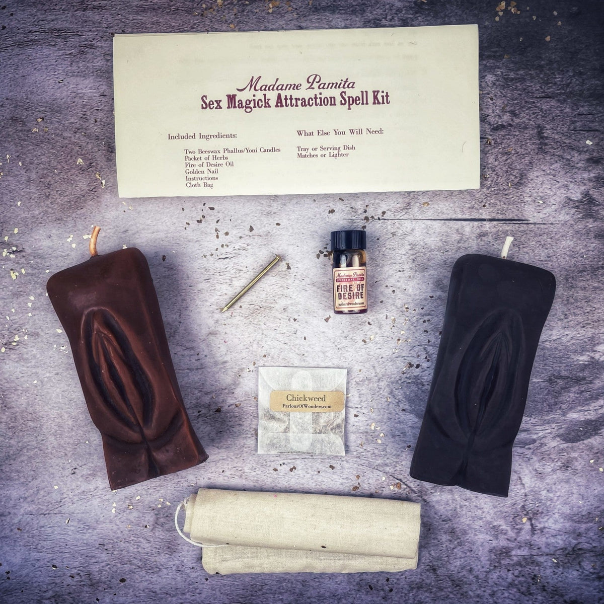 Sex Magick Candle Spell Kit - Yoni/Yoni - Passion & Desire | Candle Spell Kit | Wiccan Center