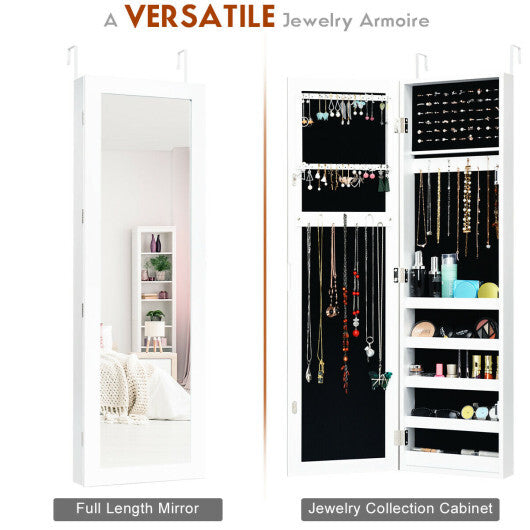Door and Wall Mounted Armoire Jewelry Cabinet with Full-Length Mirror | Bedroom | Wiccan Center
