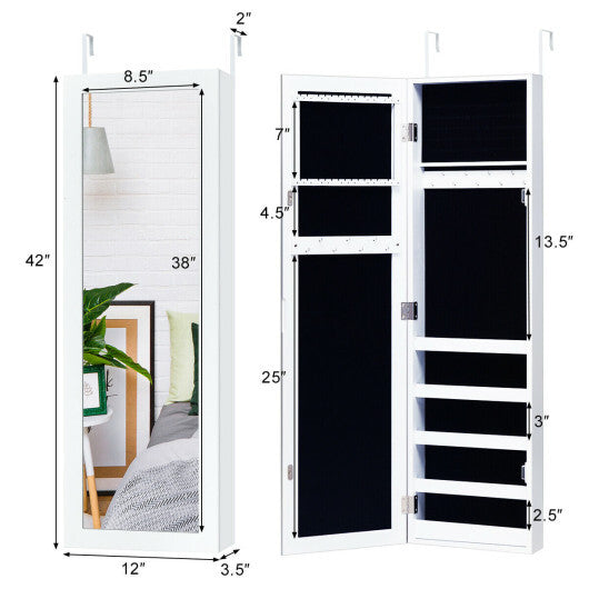 Door and Wall Mounted Armoire Jewelry Cabinet with Full-Length Mirror | Bedroom | Wiccan Center