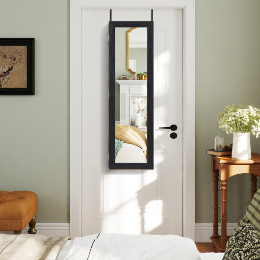 Jewelry Cabinet Wall or Door Mounted Jewelry Armoire with Full-Length Mirror-Black | Bedroom | Wiccan Center