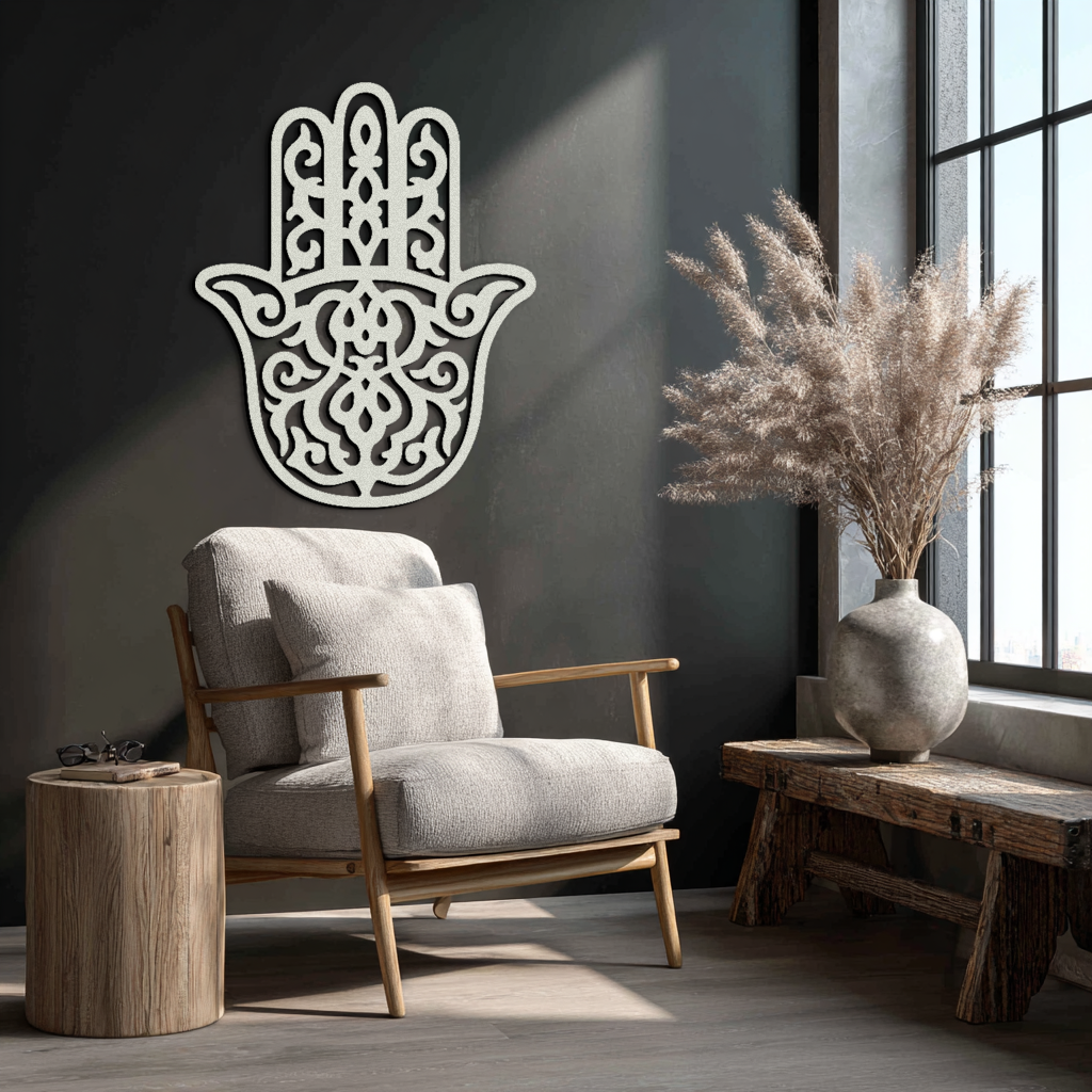 Hamsa Hand Metal Wall Art - Symbolic Protection & Spiritual Home Decor - KAF159 | Modern Metal Wall Art | Wiccan Center