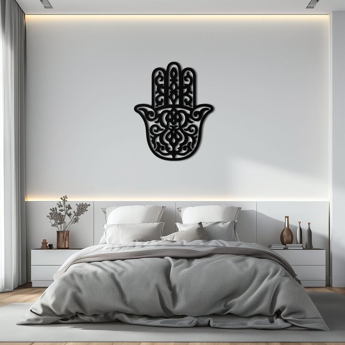 Hamsa Hand Metal Wall Art - Symbolic Protection & Spiritual Home Decor - KAF159 | Modern Metal Wall Art | Wiccan Center