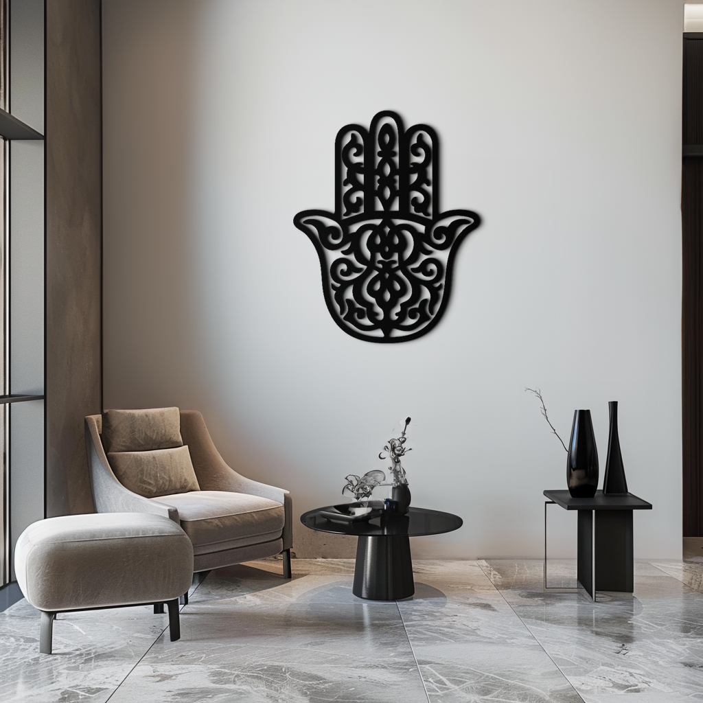 Hamsa Hand Metal Wall Art - Symbolic Protection & Spiritual Home Decor - KAF159 | Modern Metal Wall Art | Wiccan Center