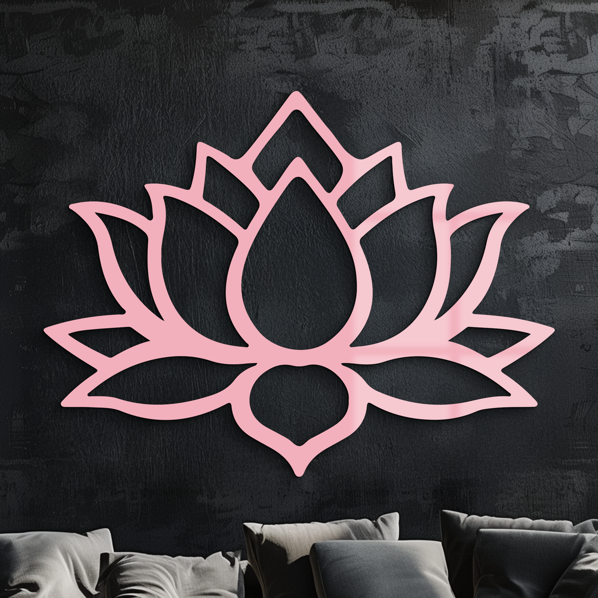 Lotus Flower Silhouette Metal Wall Art – Spiritual Nature-Inspired Design - KAFGP052 | Girl Power Metal Wall Art | Wiccan Center