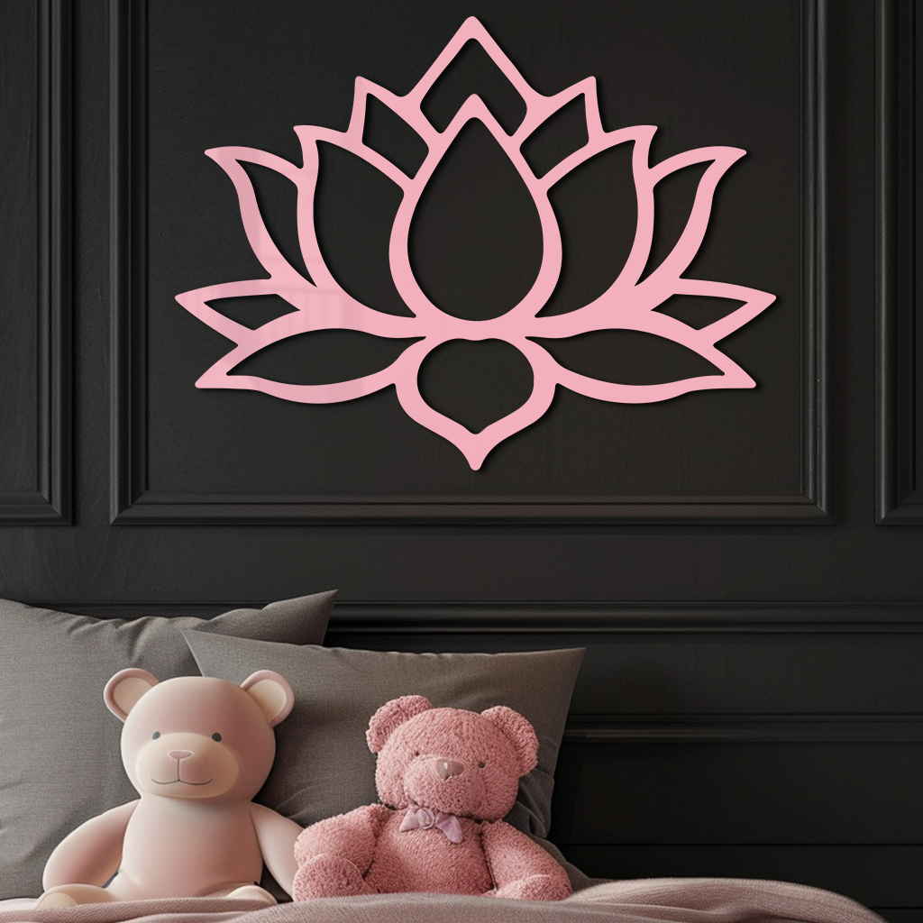 Lotus Flower Silhouette Metal Wall Art – Spiritual Nature-Inspired Design - KAFGP052 | Girl Power Metal Wall Art | Wiccan Center
