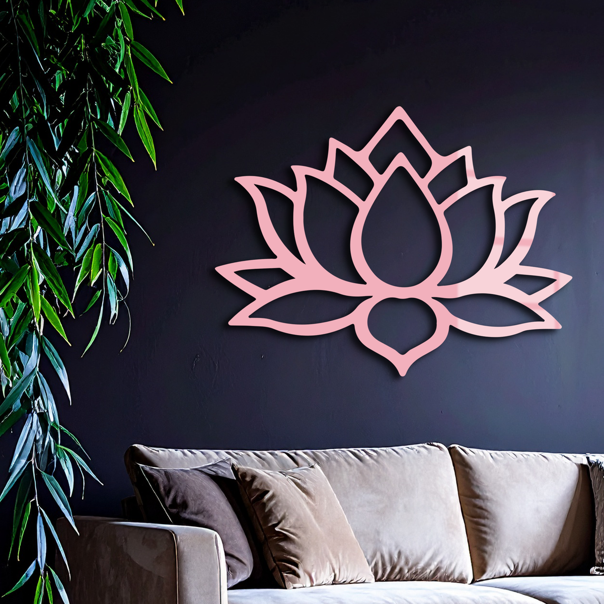 Lotus Flower Silhouette Metal Wall Art – Spiritual Nature-Inspired Design - KAFGP052 | Girl Power Metal Wall Art | Wiccan Center