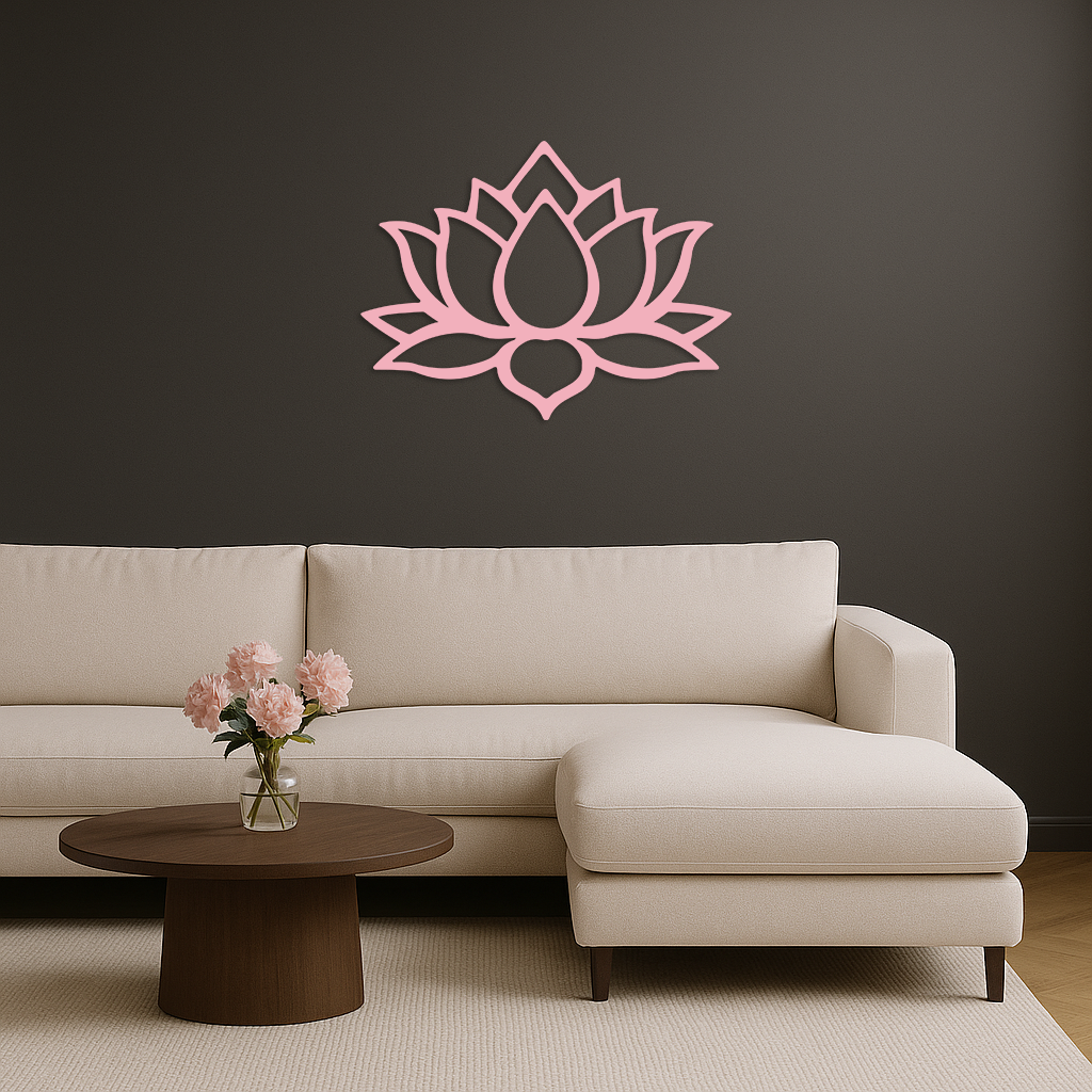 Lotus Flower Silhouette Metal Wall Art – Spiritual Nature-Inspired Design - KAFGP052 | Girl Power Metal Wall Art | Wiccan Center
