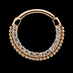Alora - 14Kt Gold Hinged Ring - Beaded Cz's | Body Jewelry | Wiccan Center