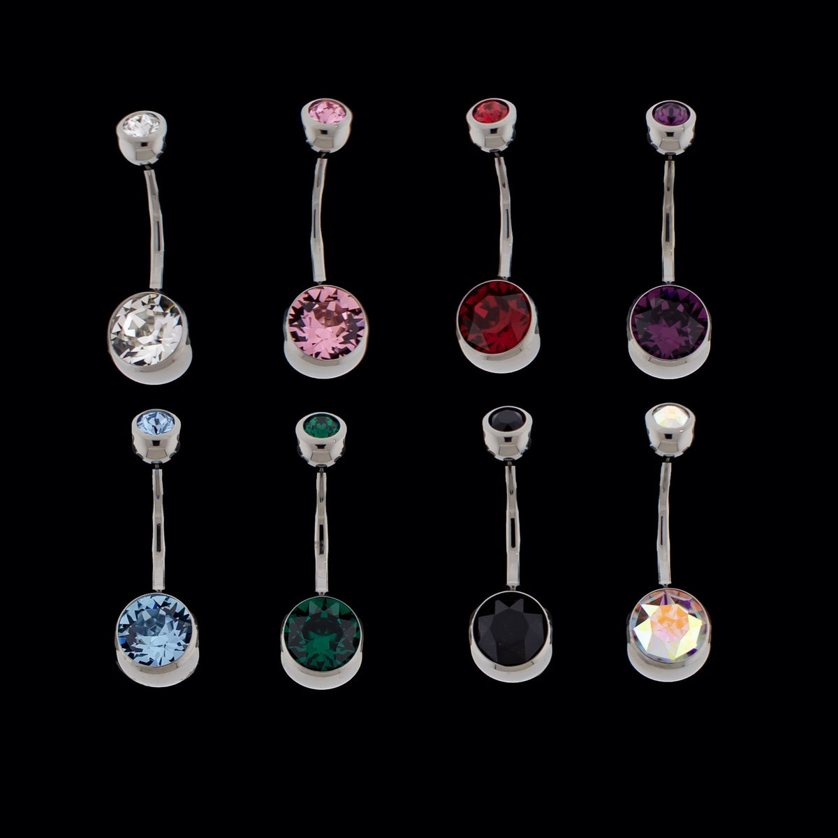 Titanium Double Gem Navel Ring | Internally Threaded Navel Rings | Wiccan Center