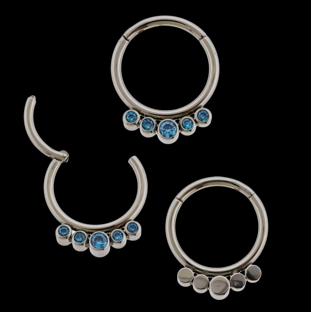 Imperia - 16G Five Gem Titanium Hinged Ring | Body Jewelry | Wiccan Center