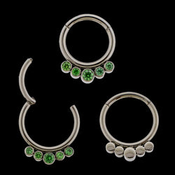 Imperia - 16G Five Gem Titanium Hinged Ring | Body Jewelry | Wiccan Center