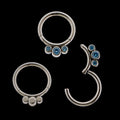 Lucienne - 16G Three Gem Titanium Hinged Ring | Body Jewelry | Wiccan Center