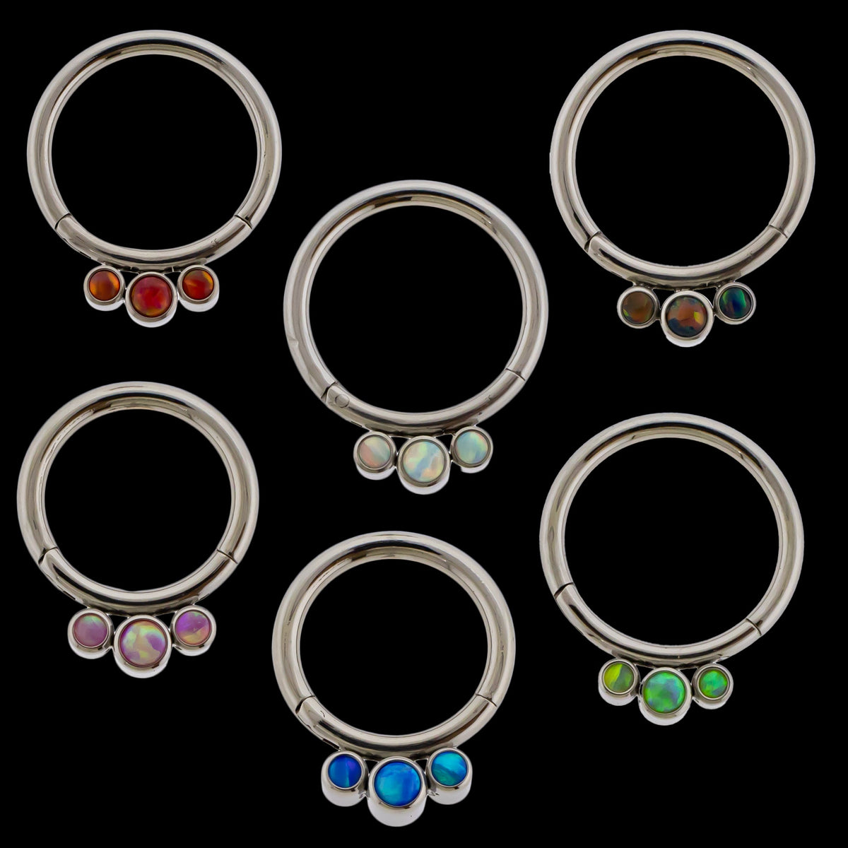 Astoria - 16G Opal Titanium Hinged Ring | Body Jewelry | Wiccan Center