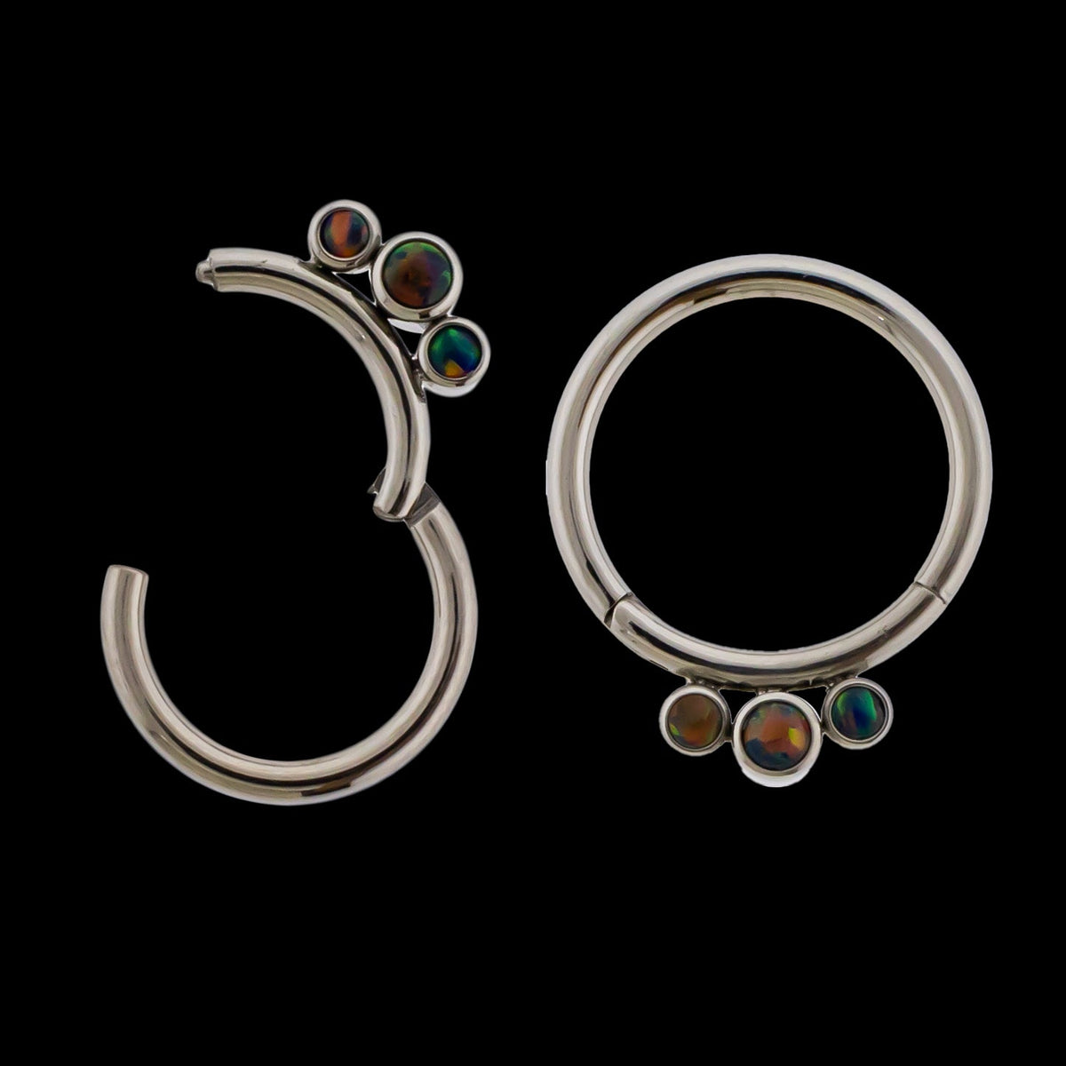 Astoria - 16G Opal Titanium Hinged Ring | Body Jewelry | Wiccan Center