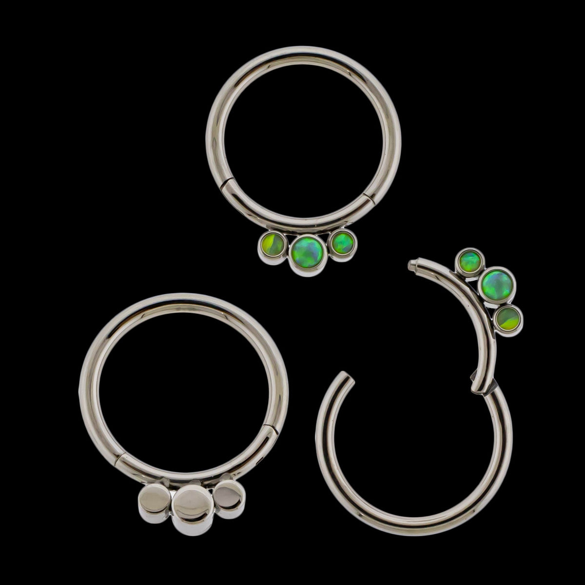 Astoria - 16G Opal Titanium Hinged Ring | Body Jewelry | Wiccan Center