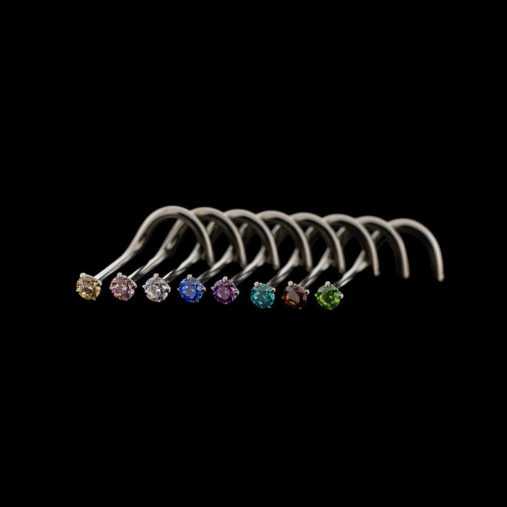 Prong Set Premium Zirconia Nostril Screw | Body Jewelry | Wiccan Center