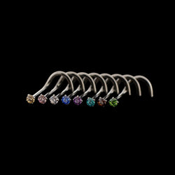 Prong Set Premium Zirconia Nostril Screw | Body Jewelry | Wiccan Center