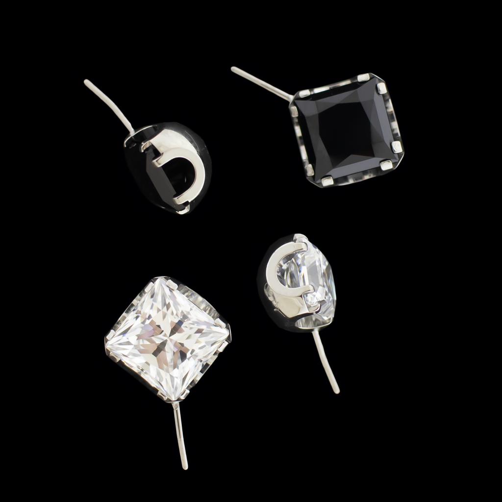 Axel- Square Front Facing Prong Set Low Profile End | Body Jewelry | Wiccan Center