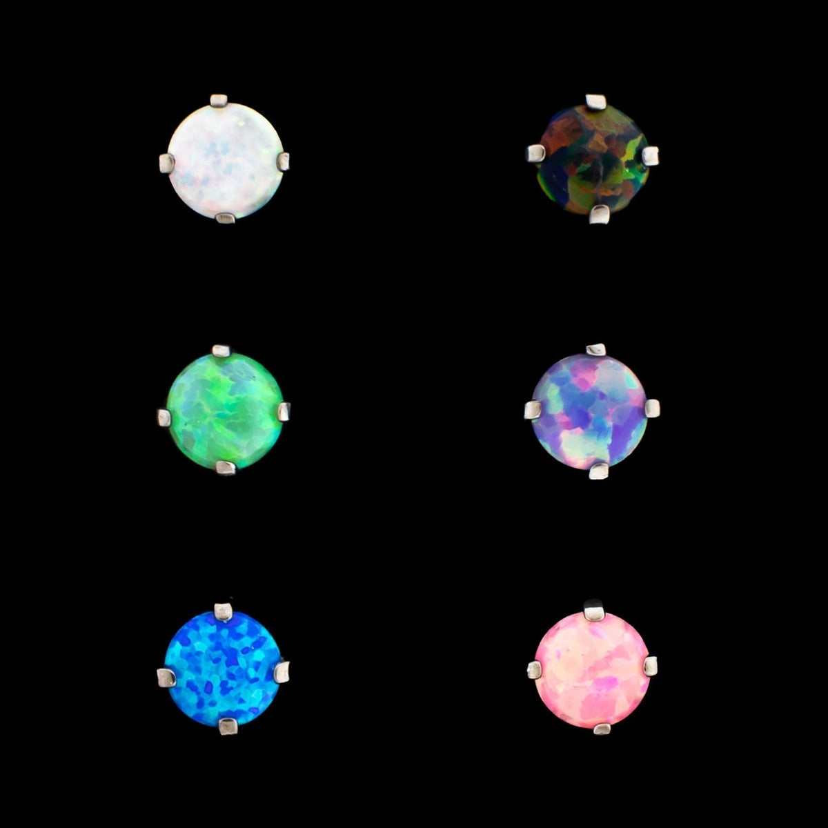 16G Prong Set Round Opal - Titanium Internally Threaded | Body Jewelry | Wiccan Center
