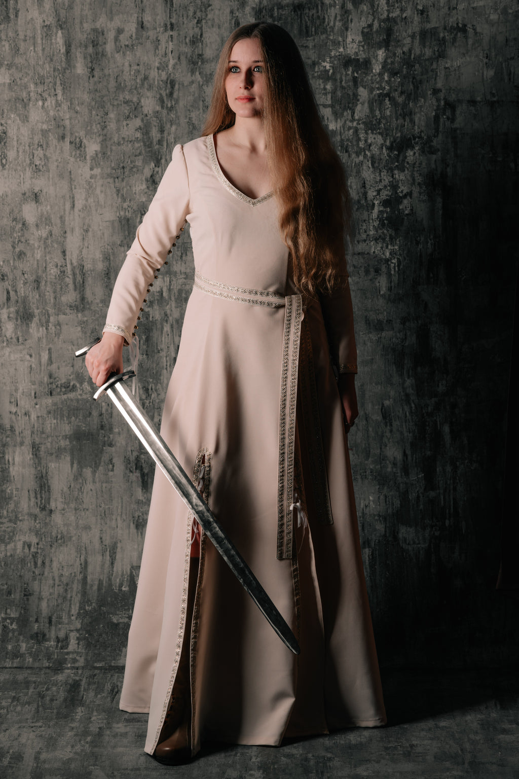 Elegant Lace-Up Beige Dres | dress | Wiccan Center