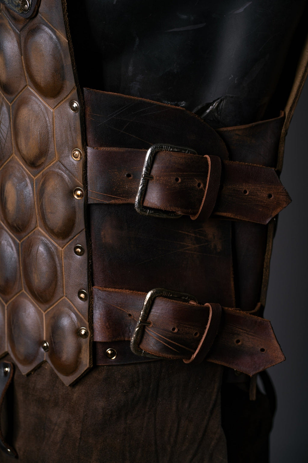 LARP leather cuirass with brass accents | Armor | Wiccan Center