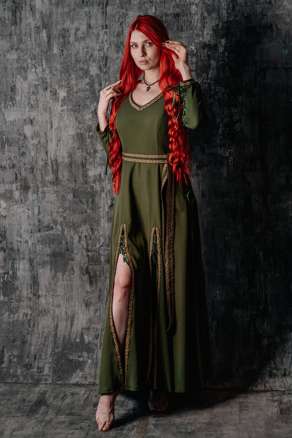 Elegant Lace-Up Beige Dres | dress | Wiccan Center