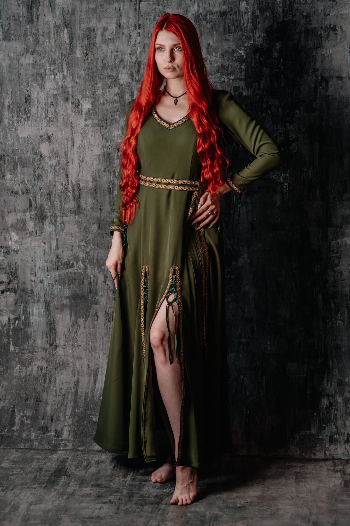 Elegant Lace-Up Beige Dres | dress | Wiccan Center