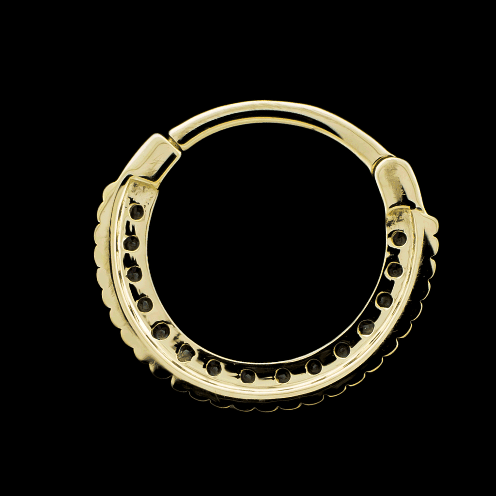 Alora - 14Kt Gold Hinged Ring - Beaded Cz's | Body Jewelry | Wiccan Center